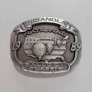 Indianola Iowa Balloon Classic National Hot Air 1989 80s Vintage Belt Buckle
